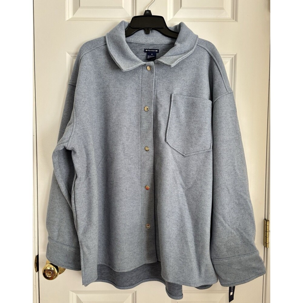 ARCHITEC WOMEN'S SHIRT-JACKET BLUE BUTTON DOWN LONG SLEEVE SIZE 2X COLLARED 165